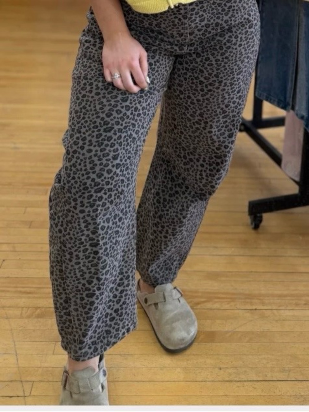 Leopard Print Barrel Leg Jeans